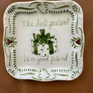 Decorative Green and White Ceramic Plate
